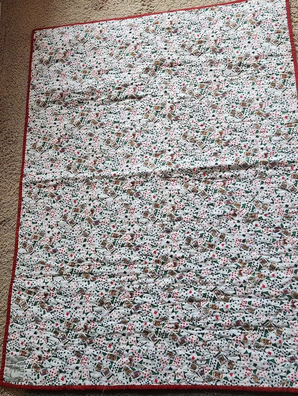 HANDMADE Patchwork Quilt Throw 40 x 50 Face Card Backing Geometric Cotton